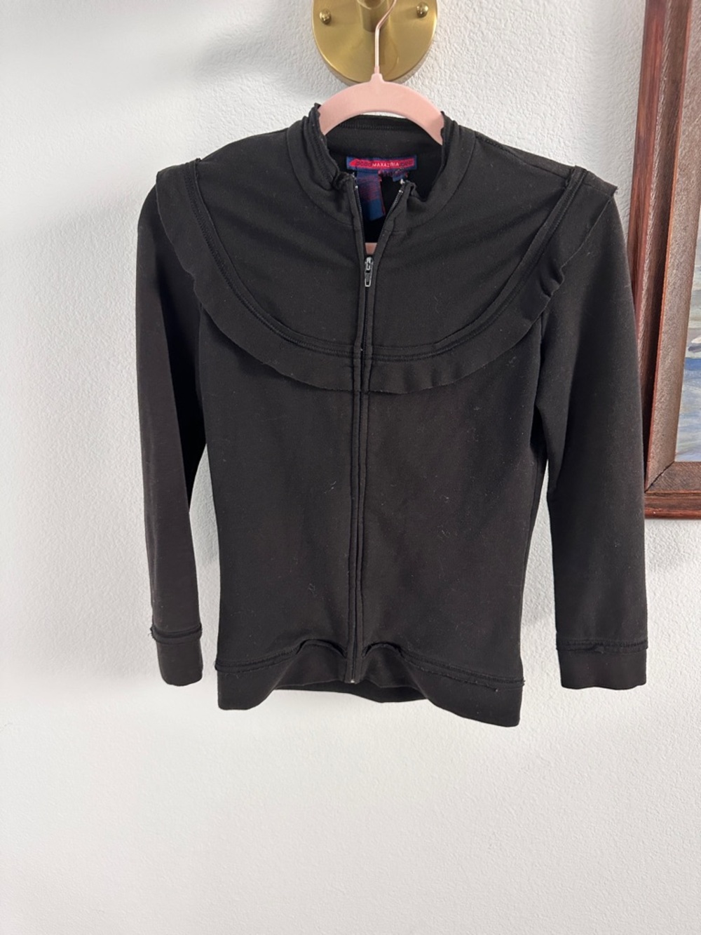 BCBGMaxAzria Black Zip Up Quarter Sleeve Sweater
